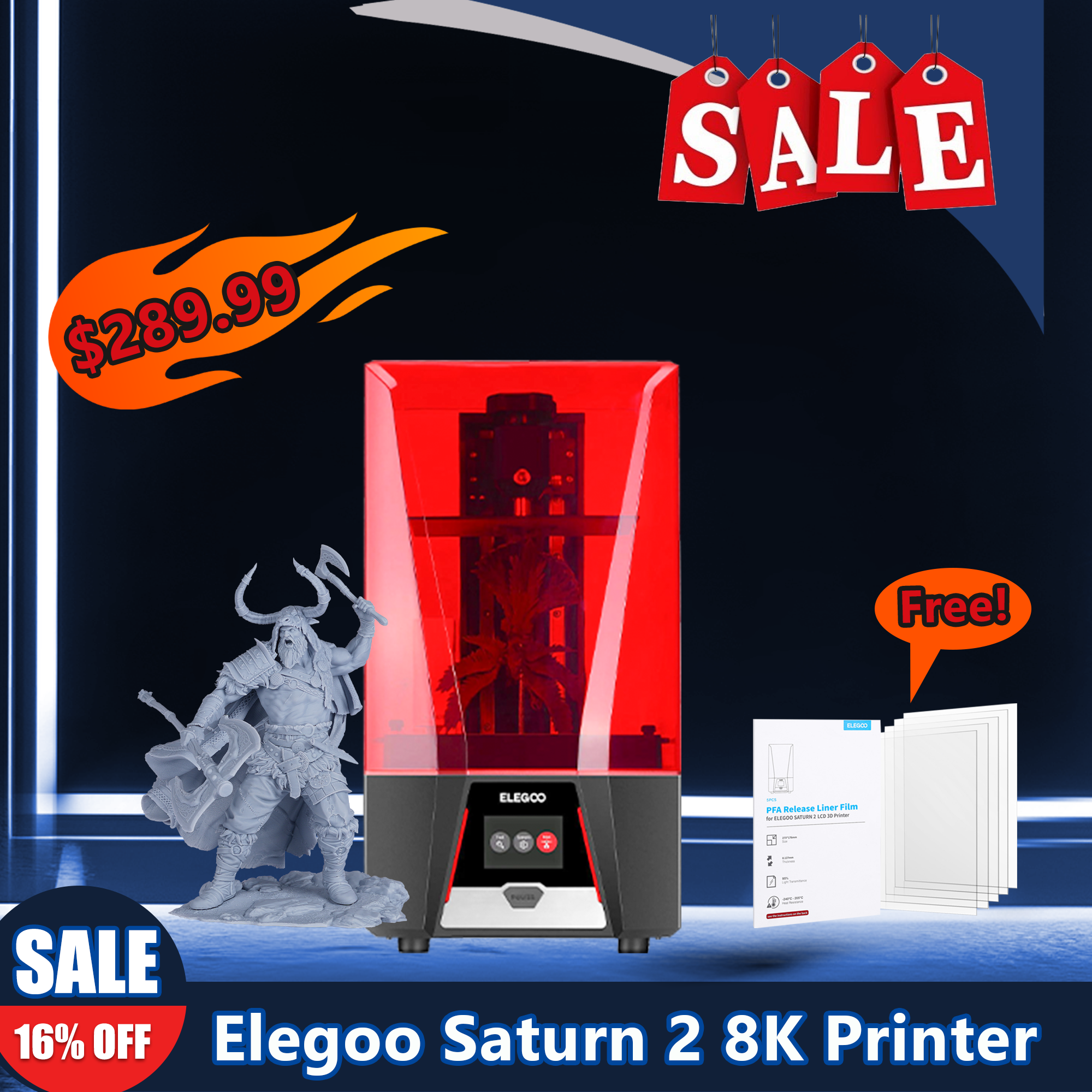 Elegoo Saturn 2 8K Mono LCD Resin 3D Printer