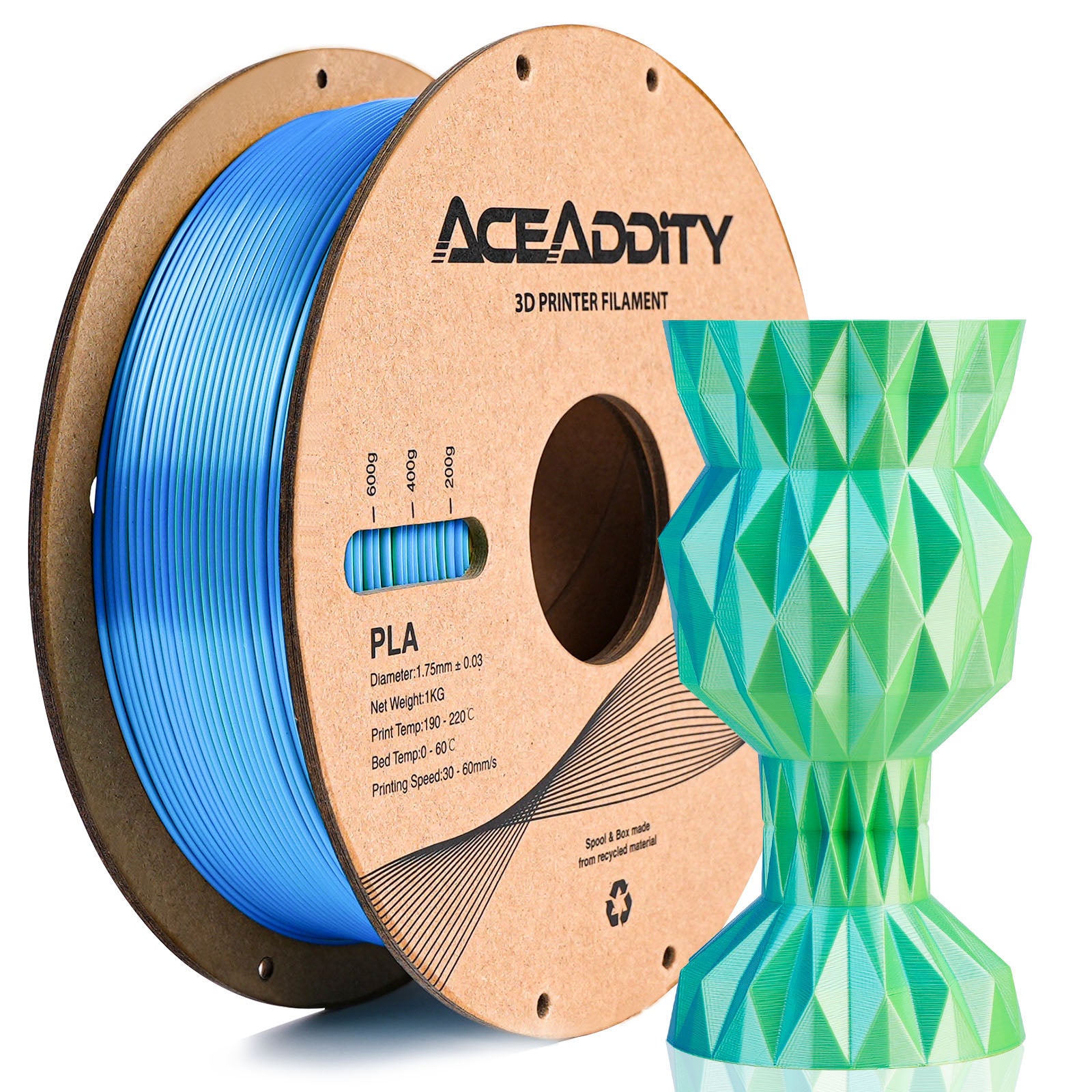 Aceaddity Silk Magic PLA 3D Printer Filament Dual Color