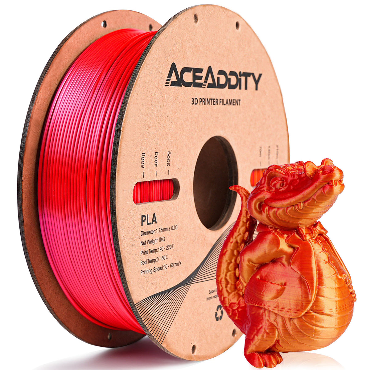 Aceaddity Silk Magic PLA 3D Printer Filament Dual Color