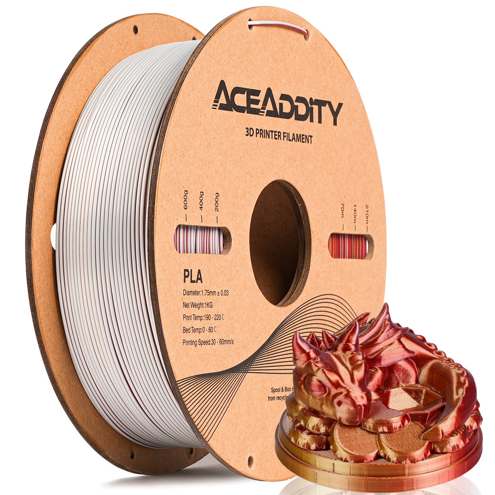 Aceaddity Silk Magic PLA 3D Printer Filament Three Color