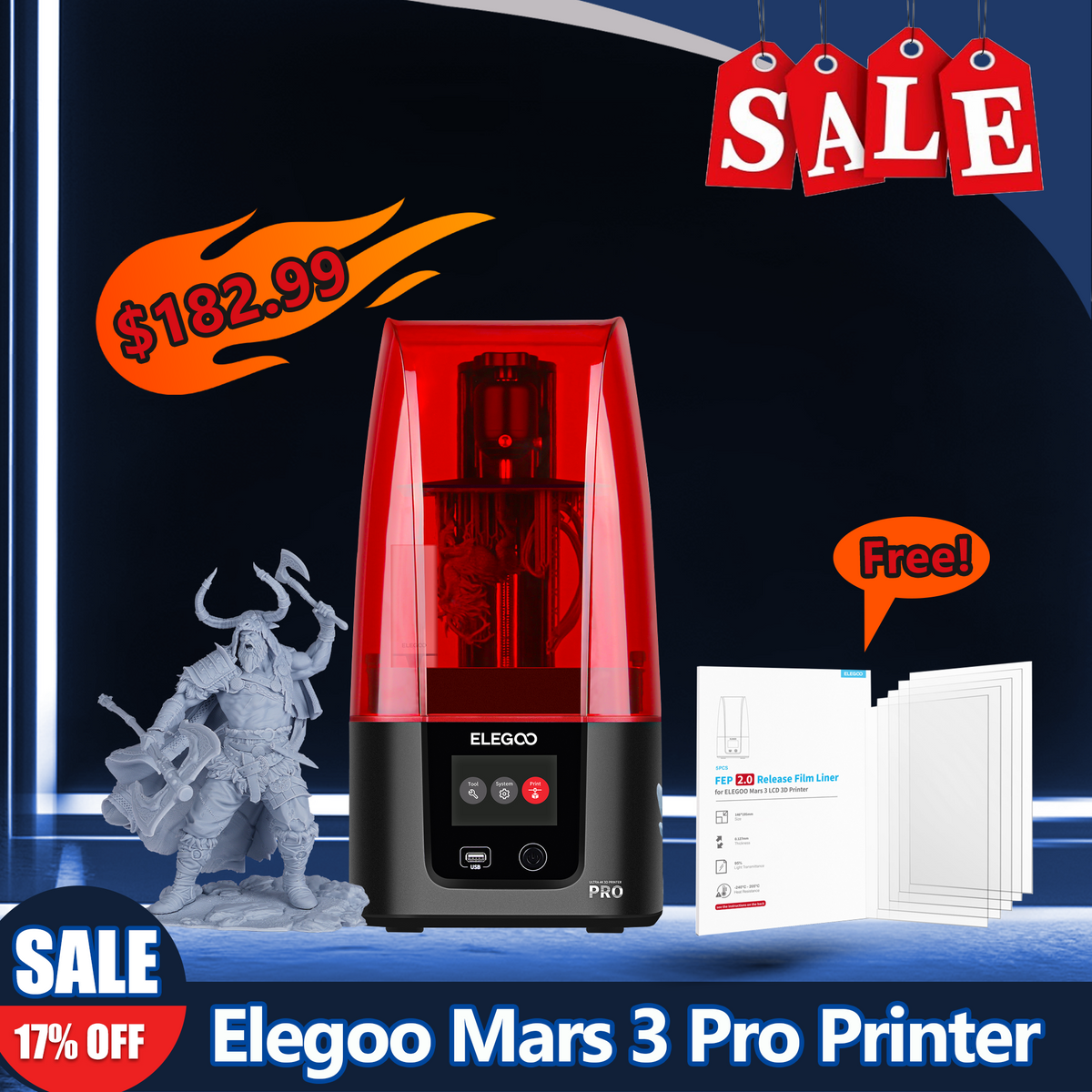 [Clearance Sale] ELEGOO Mars 3 Pro Resin 3d Printer + Free FEP