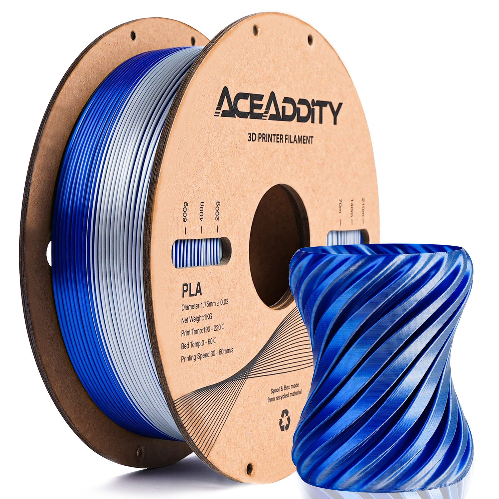 Aceaddity Silk Magic PLA 3D Printer Filament Dual Color